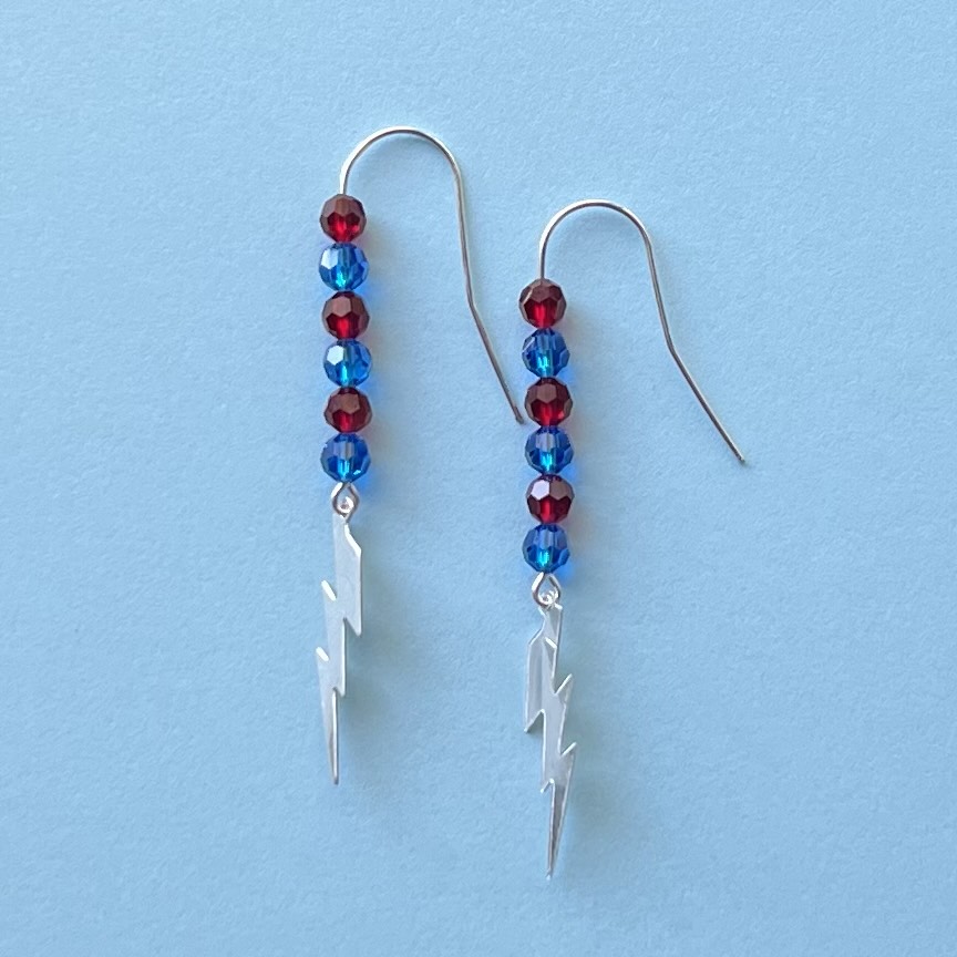 Blue lightning hot sale bolt earrings